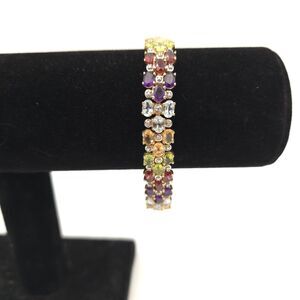 Multicolor‎ Gemstone Bracelet Gold Vermeil Sterling Silver Topaz Garnet Citrine